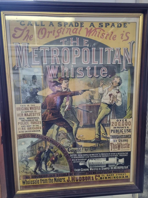 A poster about the original 'Metropolitan Whistle'.