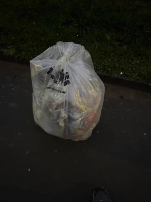 Large bag of rubbish collected