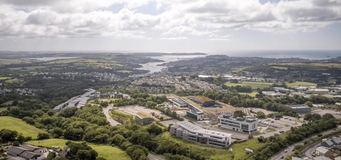 Aerial shot of Penryn campus