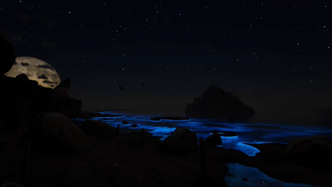 A glowing plankton bloom event occuring in the Coastal Inlets on TSW in ASE.

This beautiful event would light up the surface waters of the biome every few nights!
