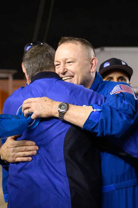 NASA astronaut Butch Wilmore receives a warm welcome at Johnson Space Center's Ellington Field. Credit: NASA/Helen Arase Vargas