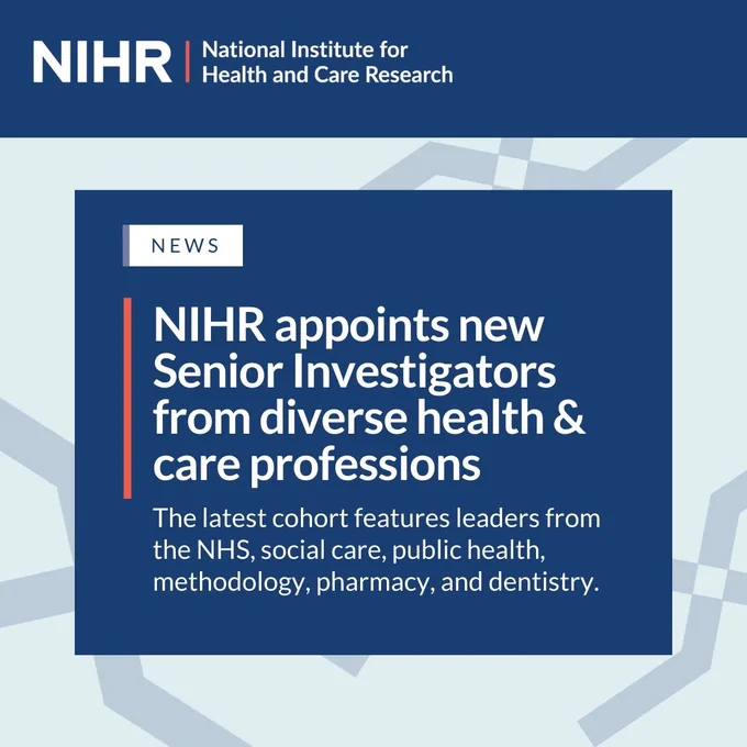 News: The NIHR has announced its latest cohort of Senior Investigators (SIs), including leaders from the NHS, social care, methodology, public health, dentistry and pharmacy.