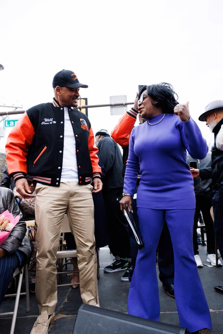 Mayor Cherelle L. Parker and Will Smith a street renaming ceremony.