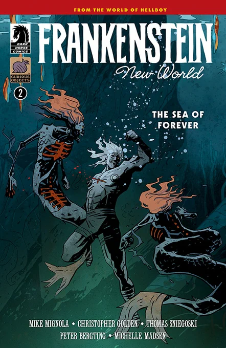 Cover of Frankenstein: New World--The Sea of Forever issue #2, showing the cover illustrated by Peter Bergting