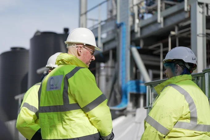 First Minister John Swinney on a visit to Celtic Renewables facility in Grangemouth. 