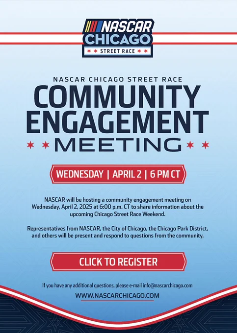 NASCAR community engagement meeting flyer