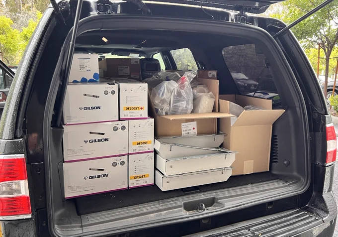 After the presentation, Arrowhead filled my truck with old lab equipment and consumables. In most circumstances, items like this are trash. Not at Arrowhead…they always call Lab Cycle Partners and we ensure nothing goes to landfill!