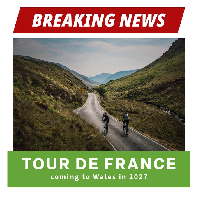 Breaking News graphic: Tour De France coming to Wales.
