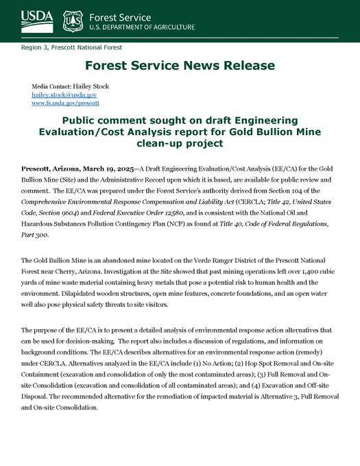 Image of page one of news release.