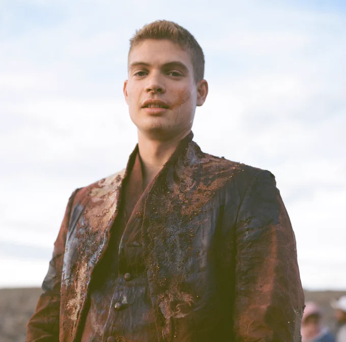 A behind the scenes picture of Josha Stradowski on set of The Wheel of Time Season 3 Episode 4