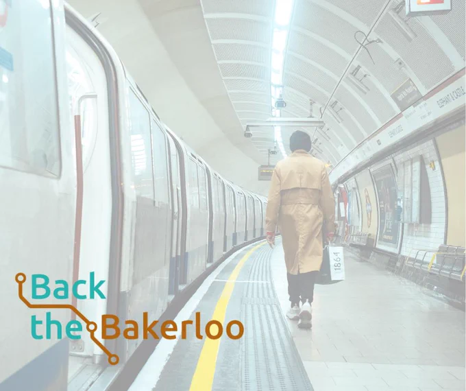 Image of elephant and castle station with words back the bakerloo 