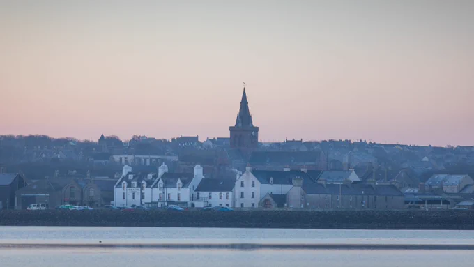 Sunrise view of St Magnus Cathedral, Kirkwall.