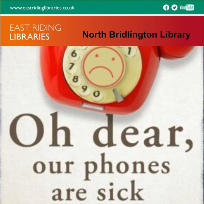 Picture of a red hand dial phone with a sad face in the cenrtre and the text "Oh dear, our phones are sick"