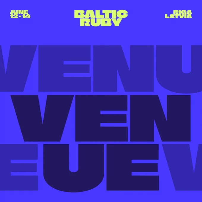 "Venue" lettering on the branded Baltic Ruby background.