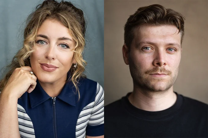 Headshots of actors Jessica Boshier and Shane O’Riordan