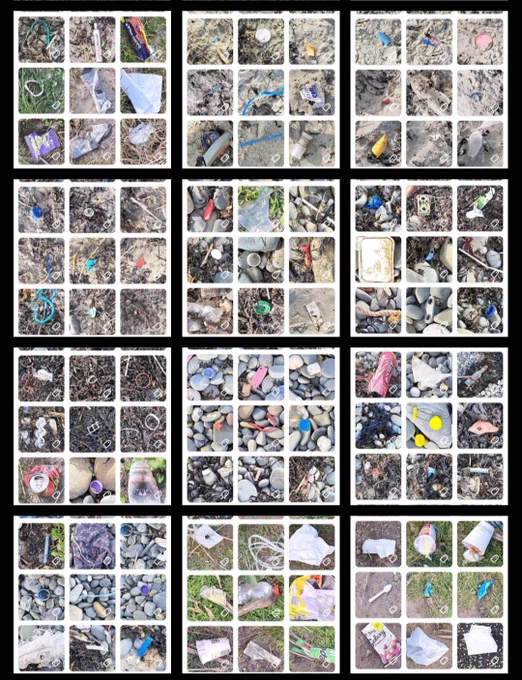 Collage of litter lifted from the beach