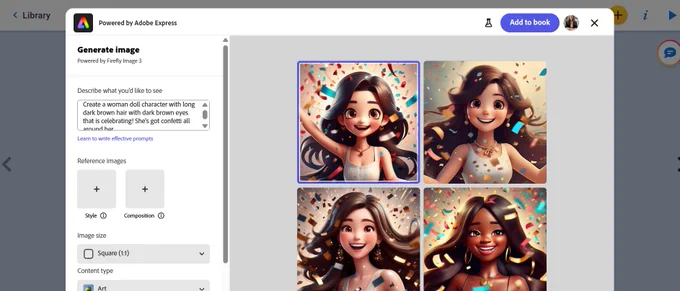 Screenshot of image generator within Book Creator 