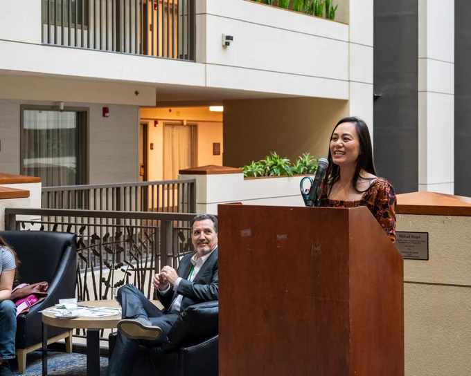 Assemblymember Nguyen addresses CDSA members at the CDSA Legislative Affairs Conference