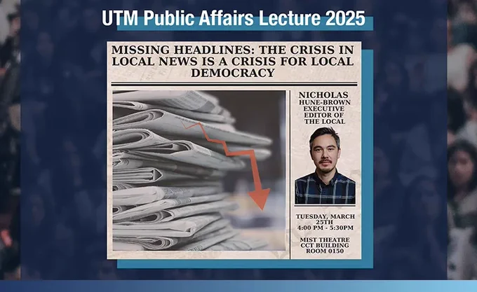 Missing Headlines: The Crisis in Local News is a Crisis for Local Democracy event poster