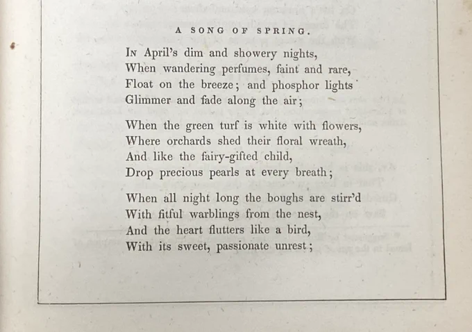 Photo of beginning of poem “A Song of Spring.”

