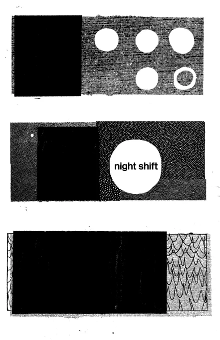 small hours
big time 

back on the night shift 
first of five 

that's two thousand seven hundred minutes
and each one is a black oblong 
