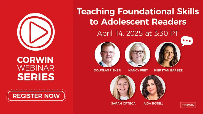 Teaching Foundational Skills to Adolescent Readers Webinar on April 14 at 3:30 PT