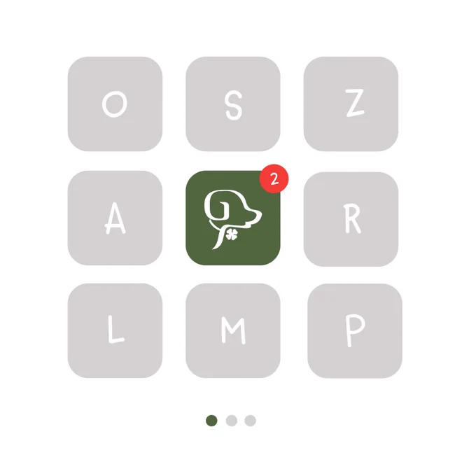 Ilustración de una pantalla en la que aparecen 9 aplicaciones, 8 en gris y 1 con el icono del logotipo diseñado por Ixi Studio.