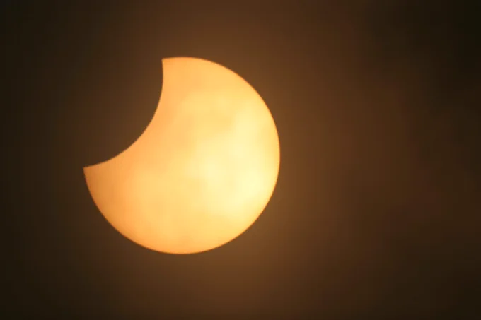 A partial solar eclipse taken in June 2021 by UK Space Agency CEO, Dr Paul Bate.
