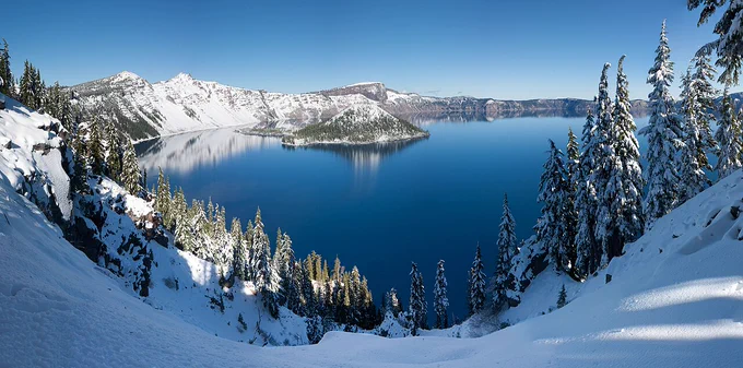 Crater Lake in the snow
