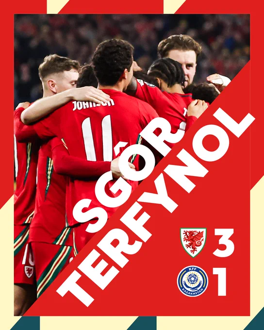 Full-time graphic 

Cymru 3-1 Kazakhstan