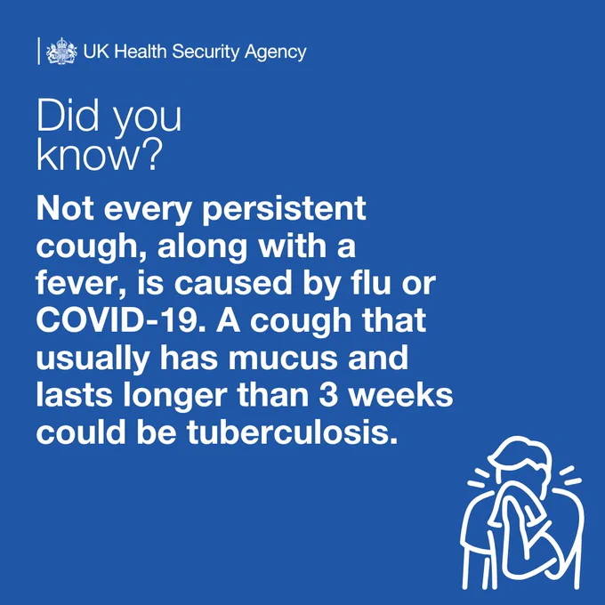 Did you know? Not every persistent cough, along with a fever, is caused by flu or COVID-19. A cough that usually has mucus and lasts longer than 3 weeks could be tuberculosis. 