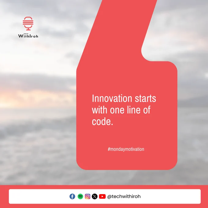 Big ideas don’t need big beginnings — just one line of code. 

Start small. 
Build bold. 
Your next innovation could begin today. 

#MondayMotivation #CodeToCreate #InnovationStartsHere #TechInspo #DeveloperMindset #BuildTheFuture #CodingJourney #StartWithOneLine #TechDriven 