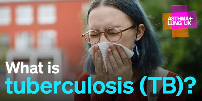 Lady blowing her nose into a tissue. Text says: What is tuberculosis (TB)?