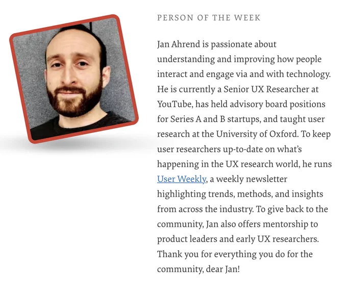 The Person of the Week is Jan Ahrend.