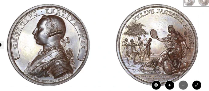 Medal showing King George III and an image of Britannia.