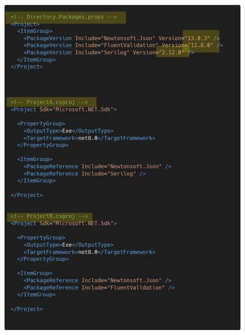 Central Package Management in .NET example