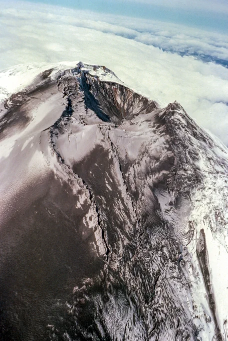 View of Mount St. Helens' summit crater, taken April 7, 1980.