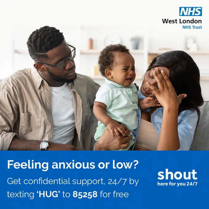 SHOUT is a charity organization that offers mental health support virtually via text messaging. SHOUT along with the Royal College of Psychiatrists (RCPsych) are offering 24/7 support to individuals who are pregnant, new parents with babies and toddlers up to the age of two, and those who have experienced baby loss, or pregnancy loss (this includes termination). By texting HUG to 85258 they can get free confidential support if they are struggling or need help. 