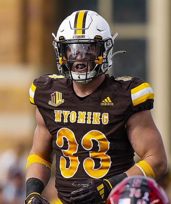 Connor Shay looks toward the camera during a University of Wyoming Cowboys football game