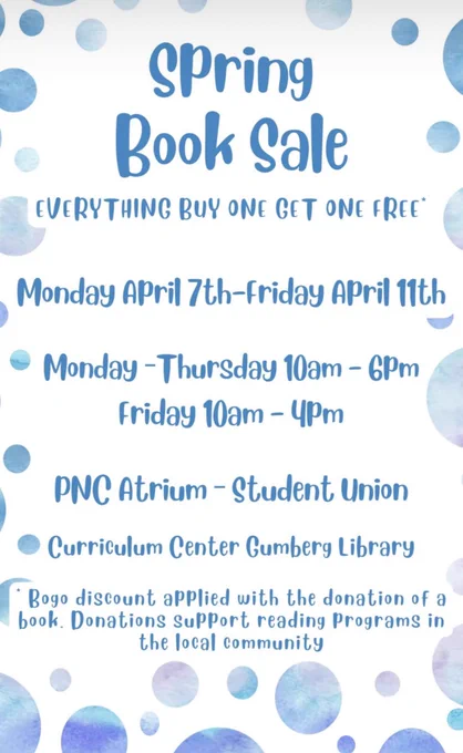 Flyer advertising Gumberg Library’s book sale