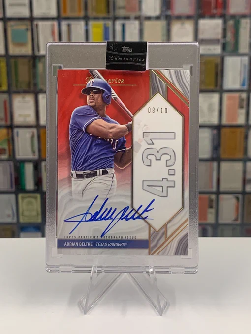 2022 Topps Luminaries Home Run Kings Autographed Card:
Adrián Beltré, Texas Rangers (08/10)
4.31 HR%, 7th in franchise history
