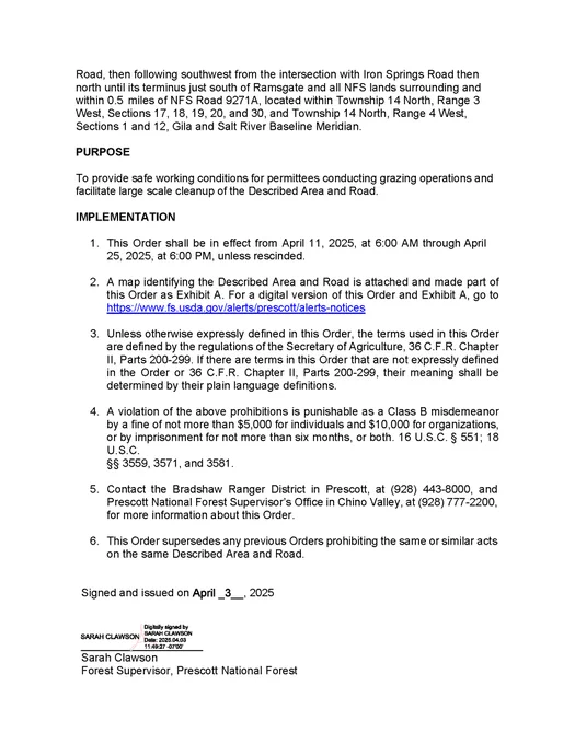 Page two of Forest Order.