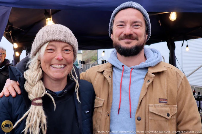 Owners of North Sea Coffee Co at The Pulse Of The Earth Exhibition on Cromer Promenade.