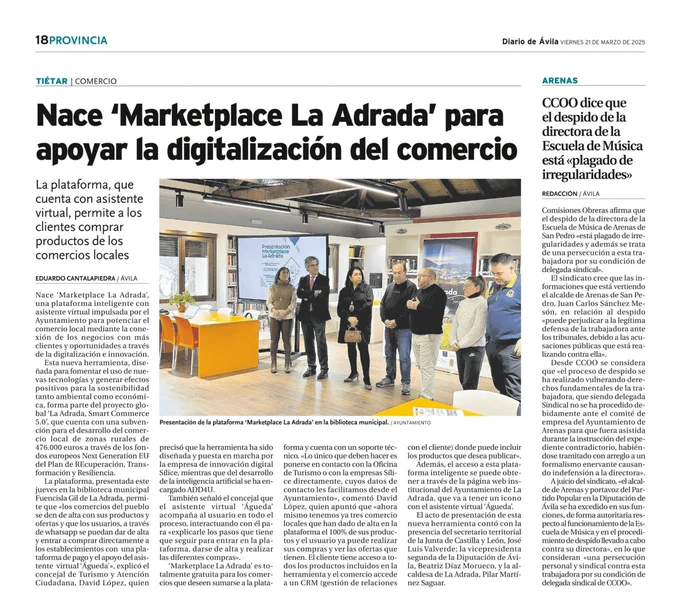 Nace 'Marketplace La Adrada' para apoyar la digitalización del comercio