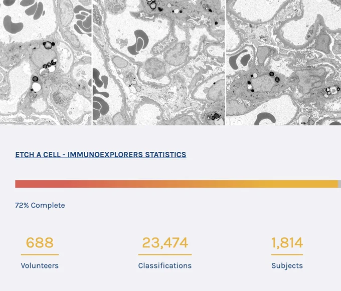 This is a screenshot of the project's landing page, showing the statistics quoted - 688 volunteers have made 23,474 classifications