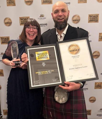 Arbikie Distillery winning a number of Awards at the World Whiskies Awards 2025, including World Single Estate Distillery of the Year.