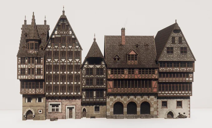 Fachwerk facades from Frankfurt recreated in Minecraft