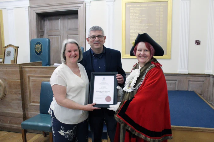 Daniel and Ruth Sinclair with Liz Green, the Mayor of Kingston