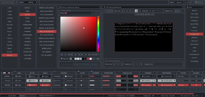 rGuiStyler 6.0 with the new raygui style "Genesis"!