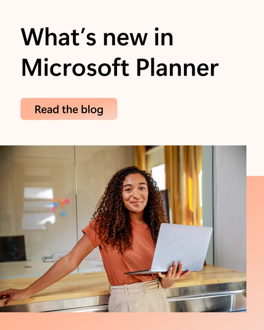 Text reads: What's new in Microsoft Planner. Read the blog.